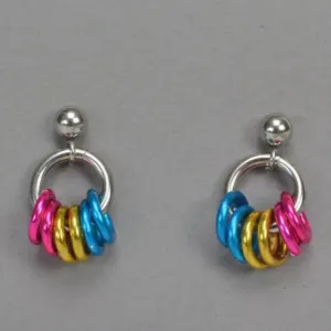 Tiny Hoop Flag Earrings - Pansexual Pride