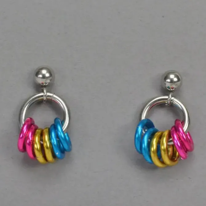 Tiny Hoop Flag Earrings - Pansexual Pride