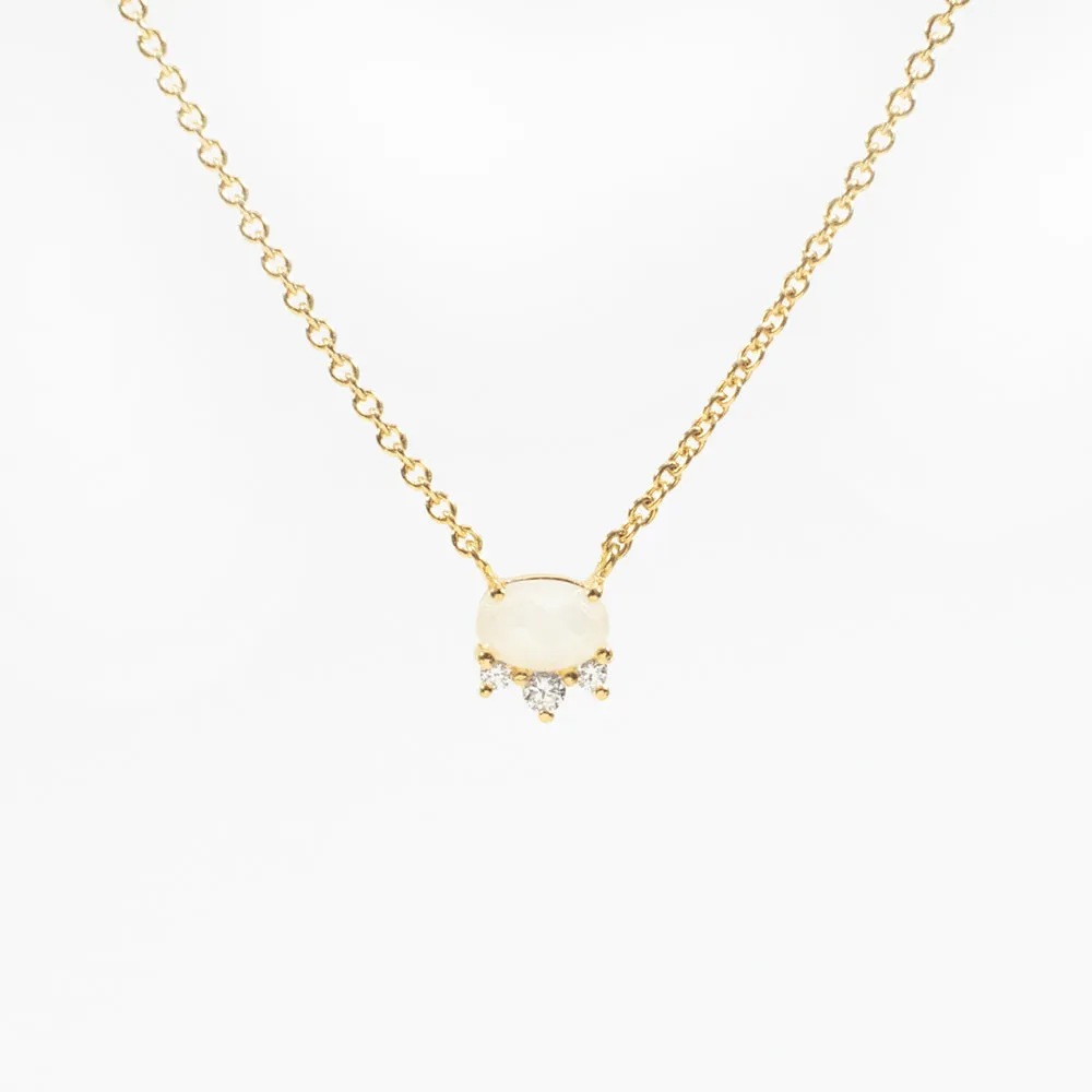 Tiny Oval Rose-Cut Moonstone Gold Vermeil Necklace