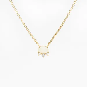 Tiny Oval Rose-Cut Moonstone Gold Vermeil Necklace