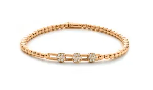 Tresore 0.19Ct Diamond Stretch Bracelet with Floating Stations in 18k Yellow Gold