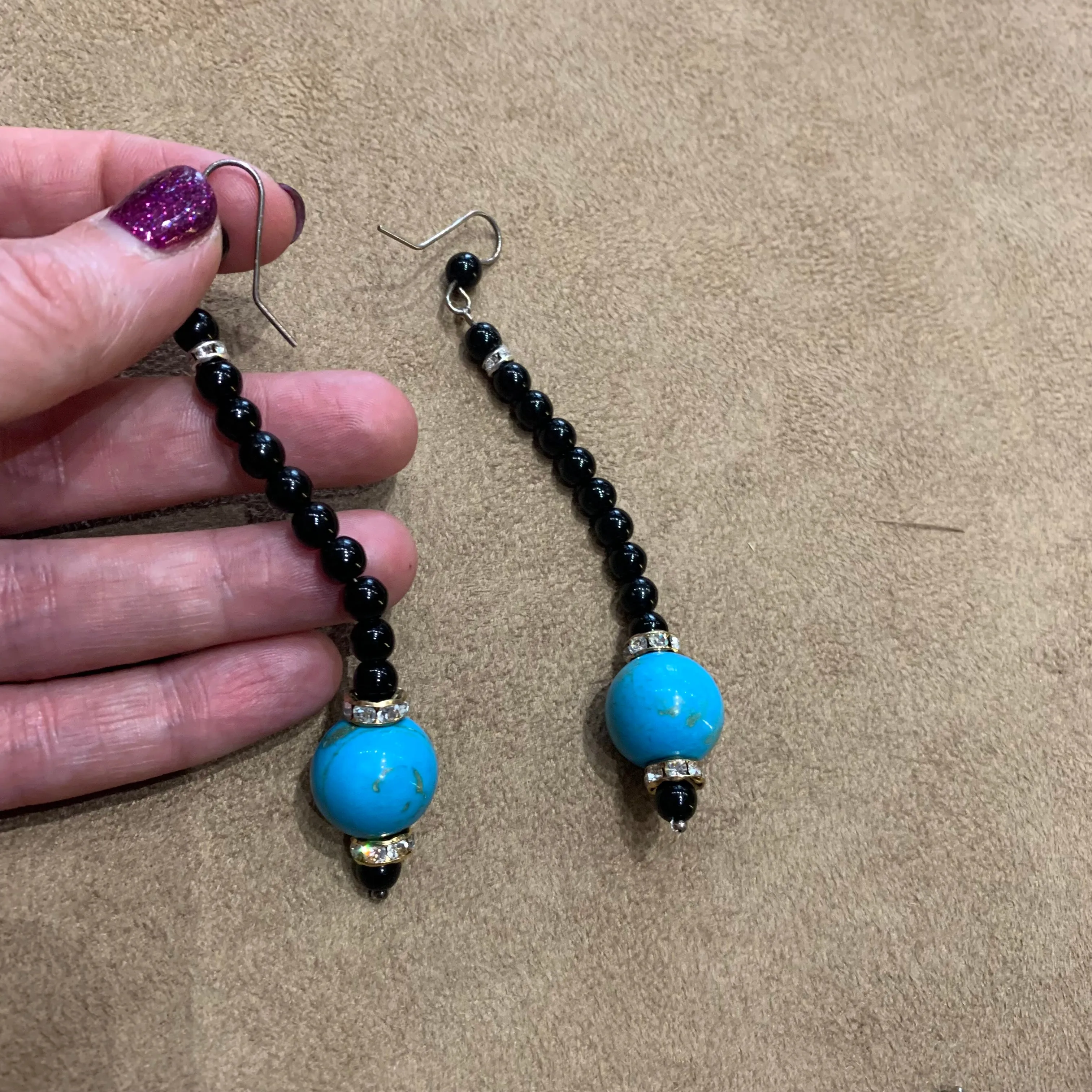 Turquoise ball drop earrings