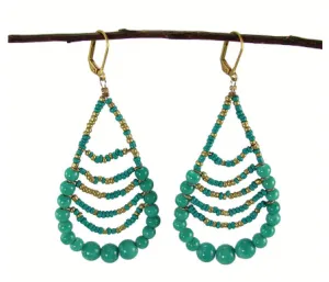 Turquoise Beaded Teardrop Earrings