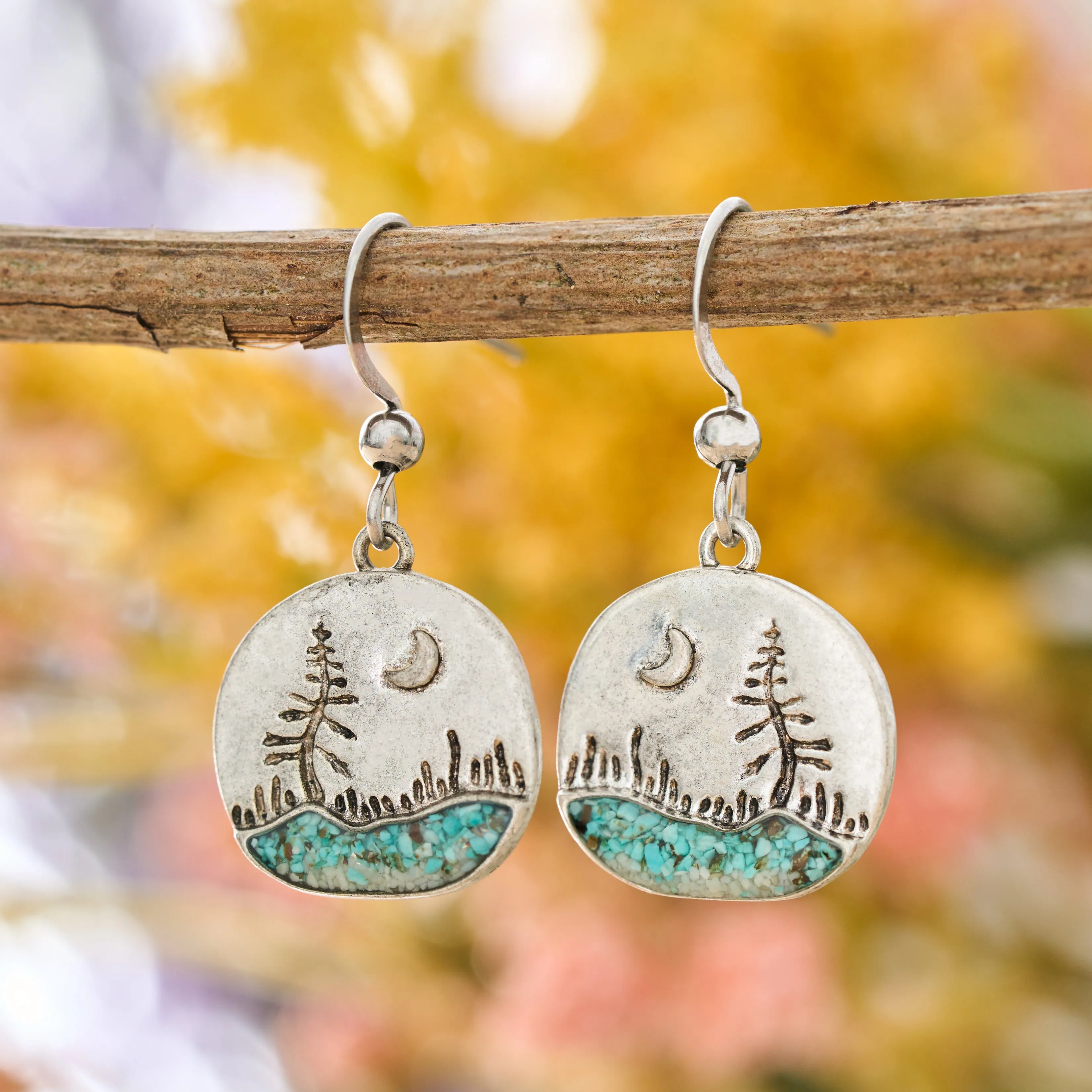 Turquoise Crescent River Earrings