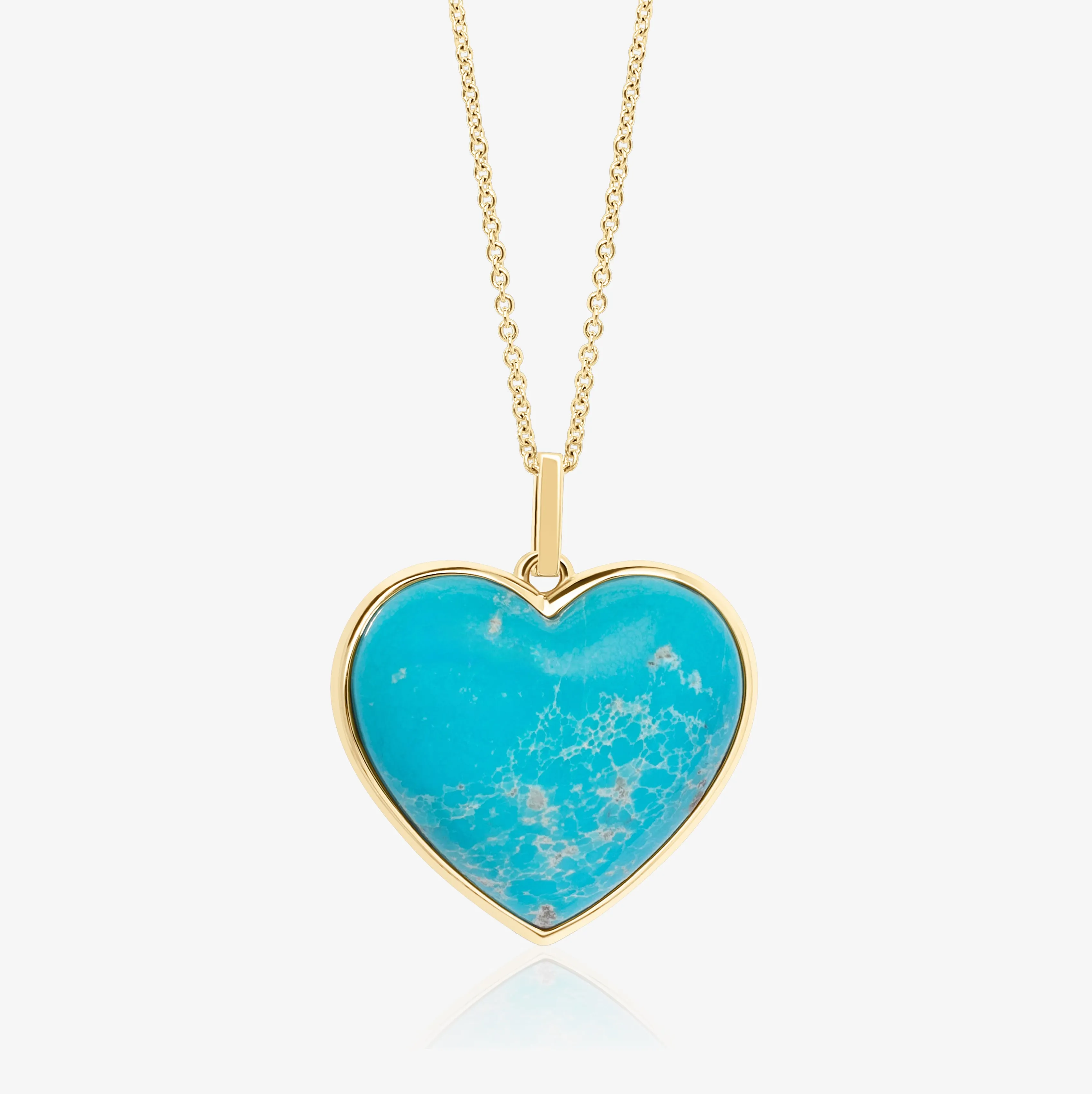 TURQUOISE HEART TALISMAN PENDANT NECKLACE GOLD (LARGE)