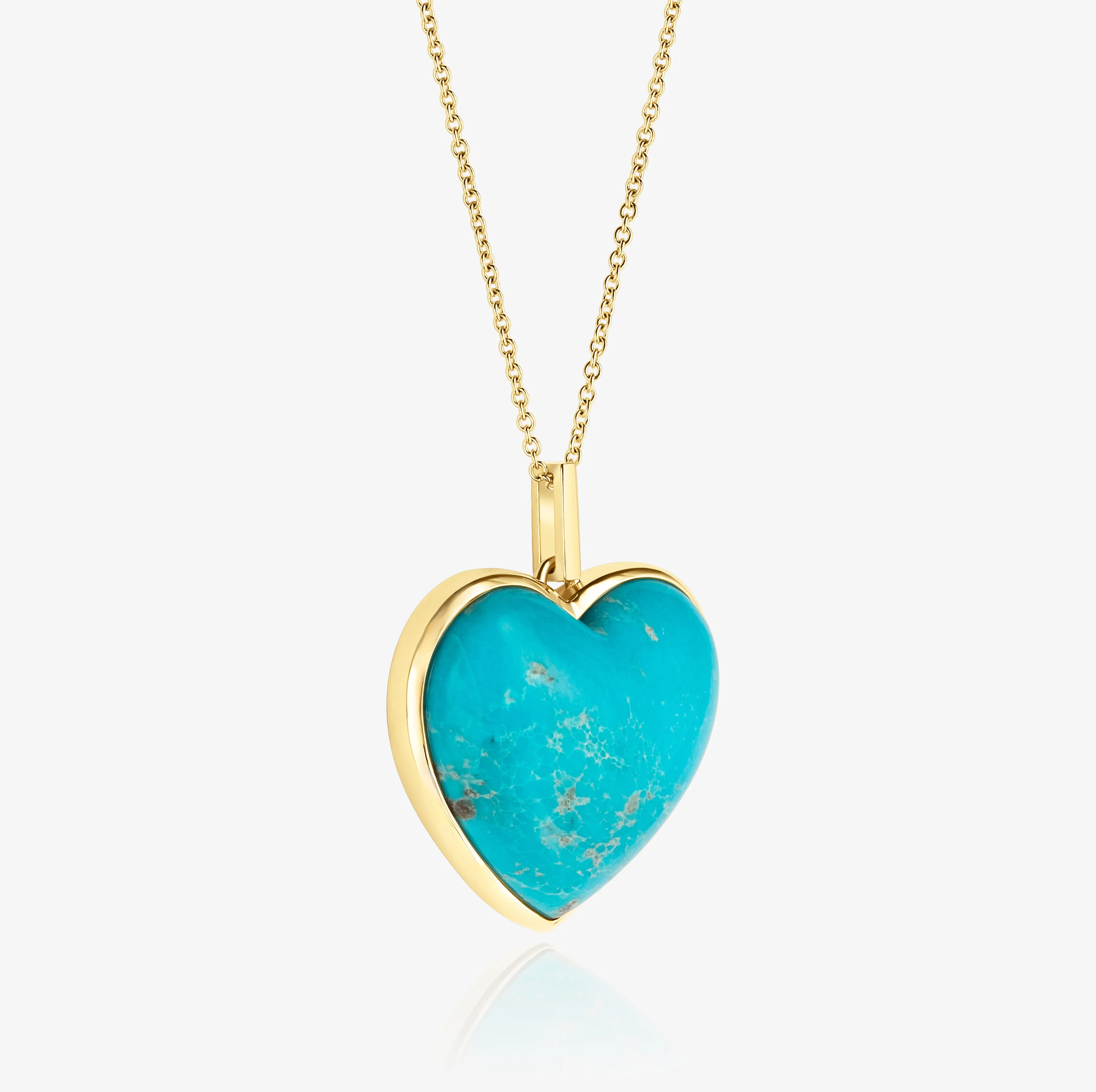 TURQUOISE HEART TALISMAN PENDANT NECKLACE GOLD (LARGE)