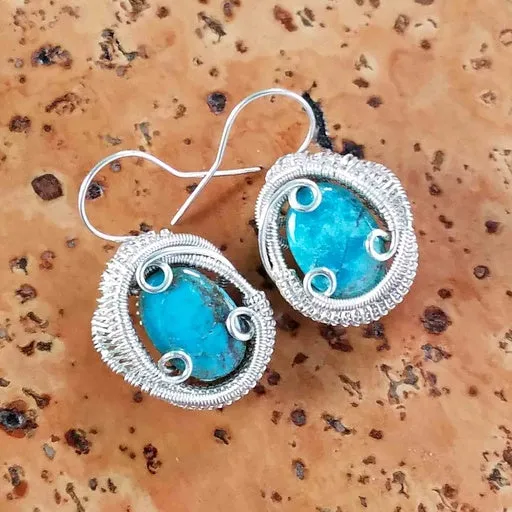 Turquoise Wire Wrapped Earrings