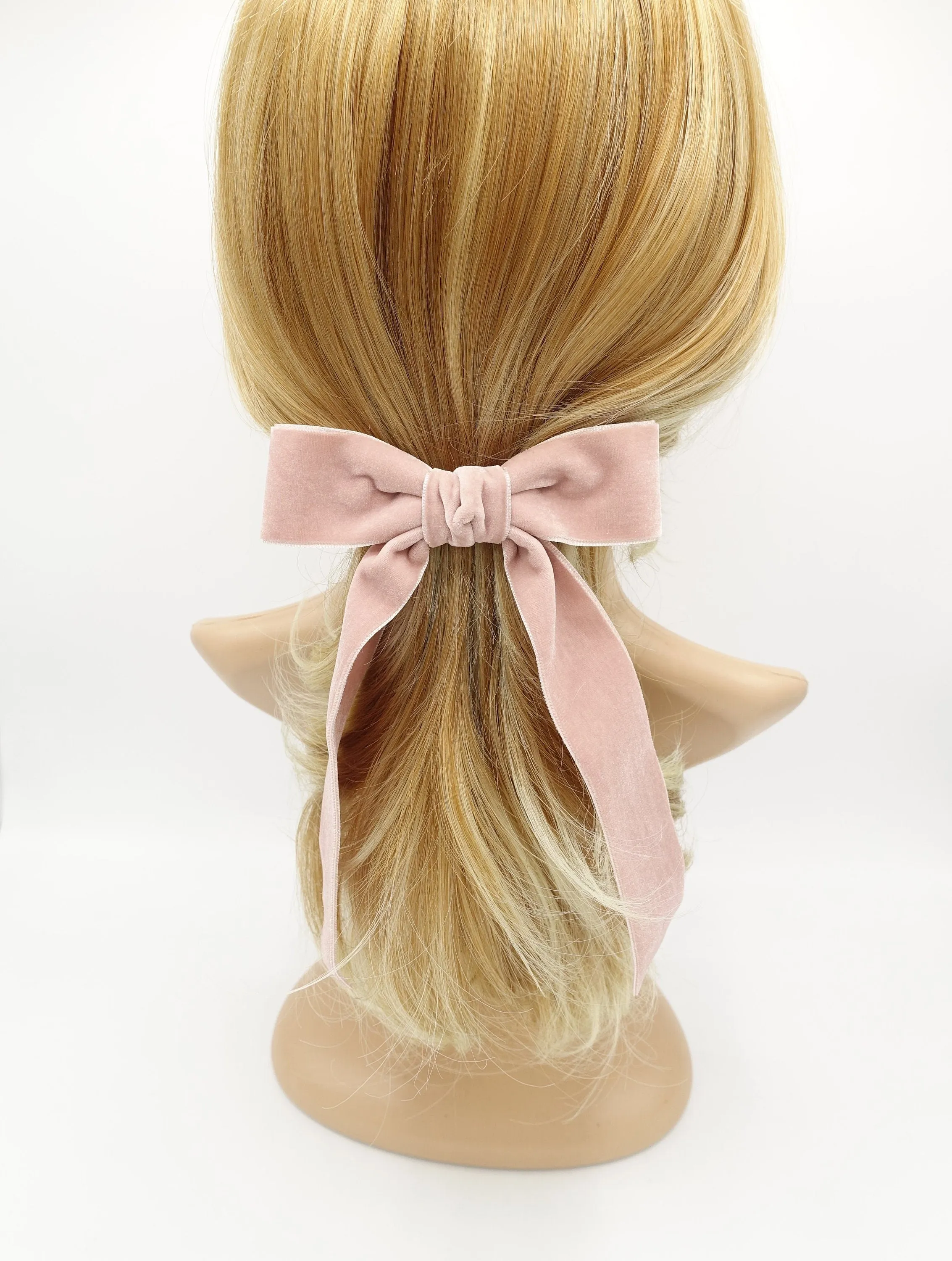 velvet hair bow with tail double faced velvet basic women hair accessory