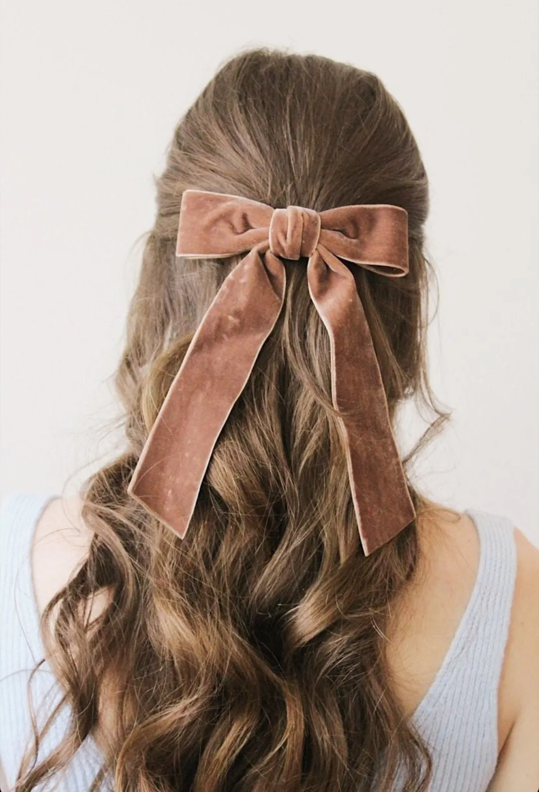 velvet hair bow with tail double faced velvet basic women hair accessory