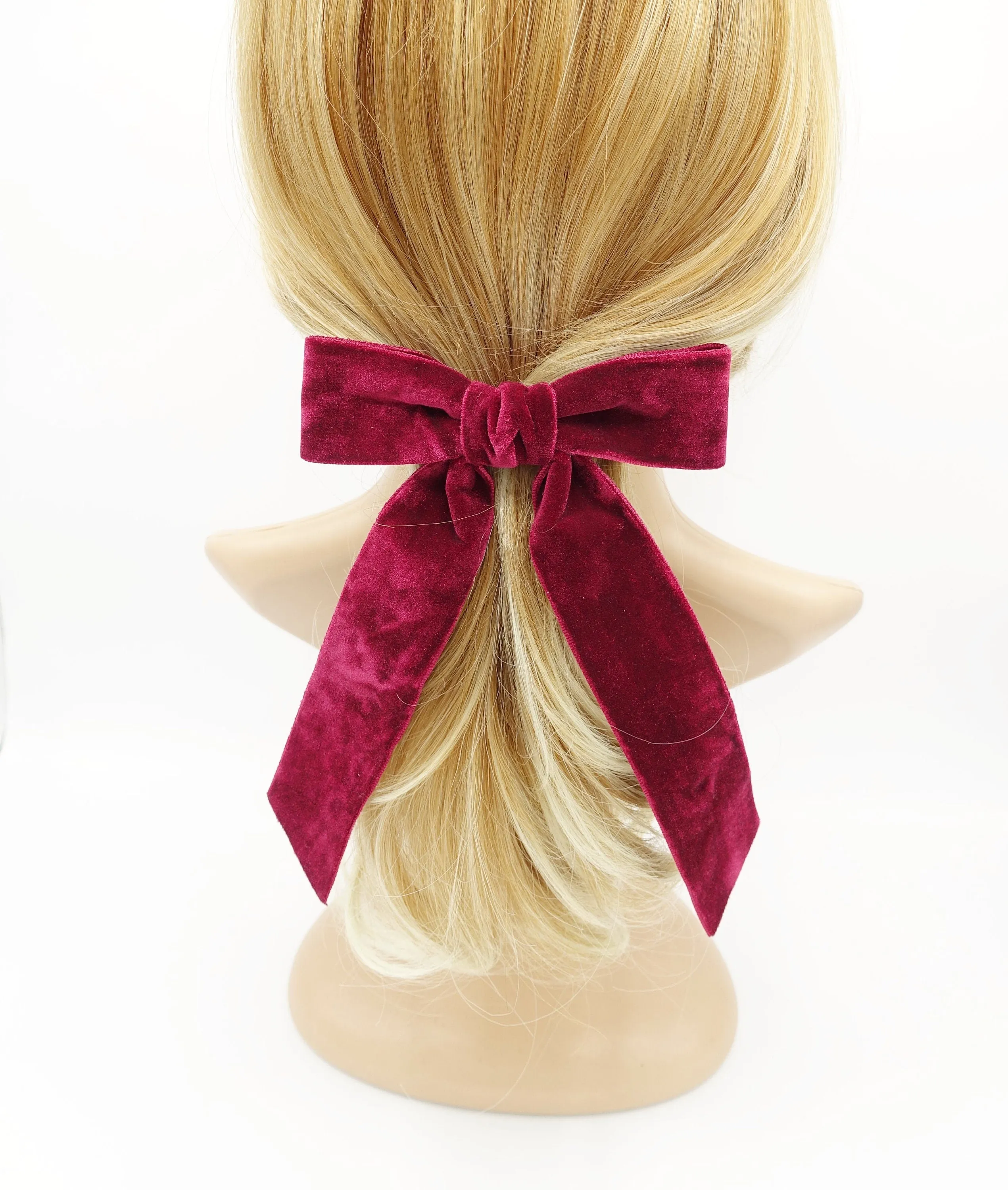 velvet hair bow with tail double faced velvet basic women hair accessory