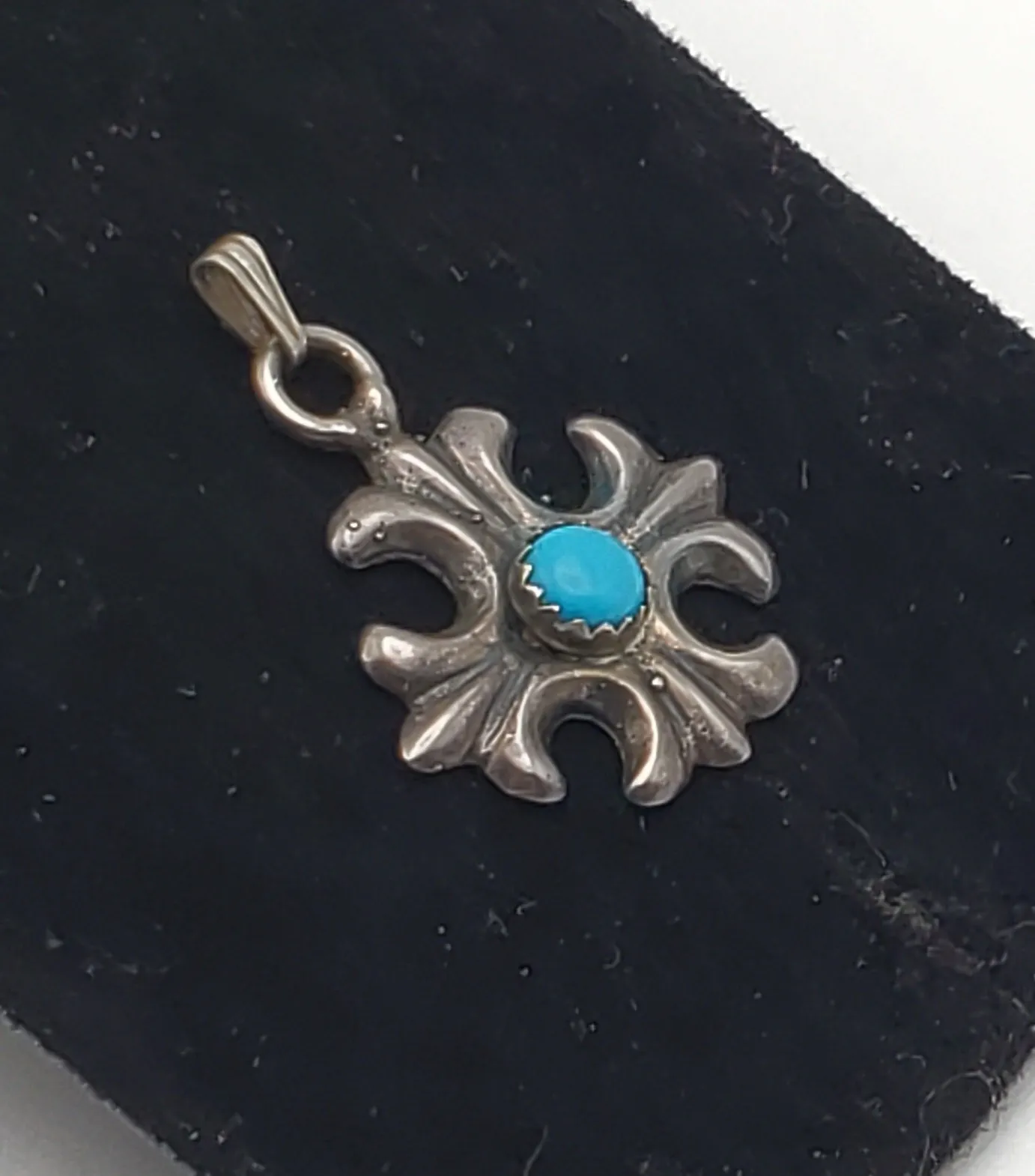 Vintage Sterling Silver Turquoise Cross Pendant