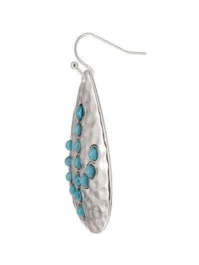 Western hammered teardrop with cactus stone