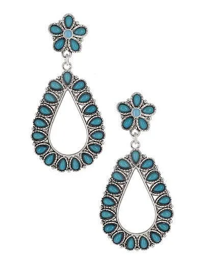 Western Turquoise Teardrop Earrings