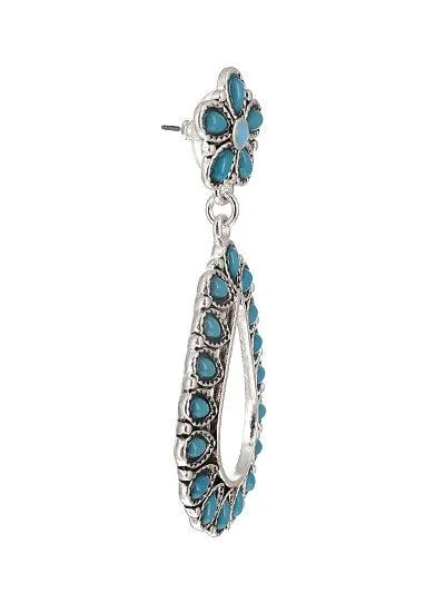 Western Turquoise Teardrop Earrings