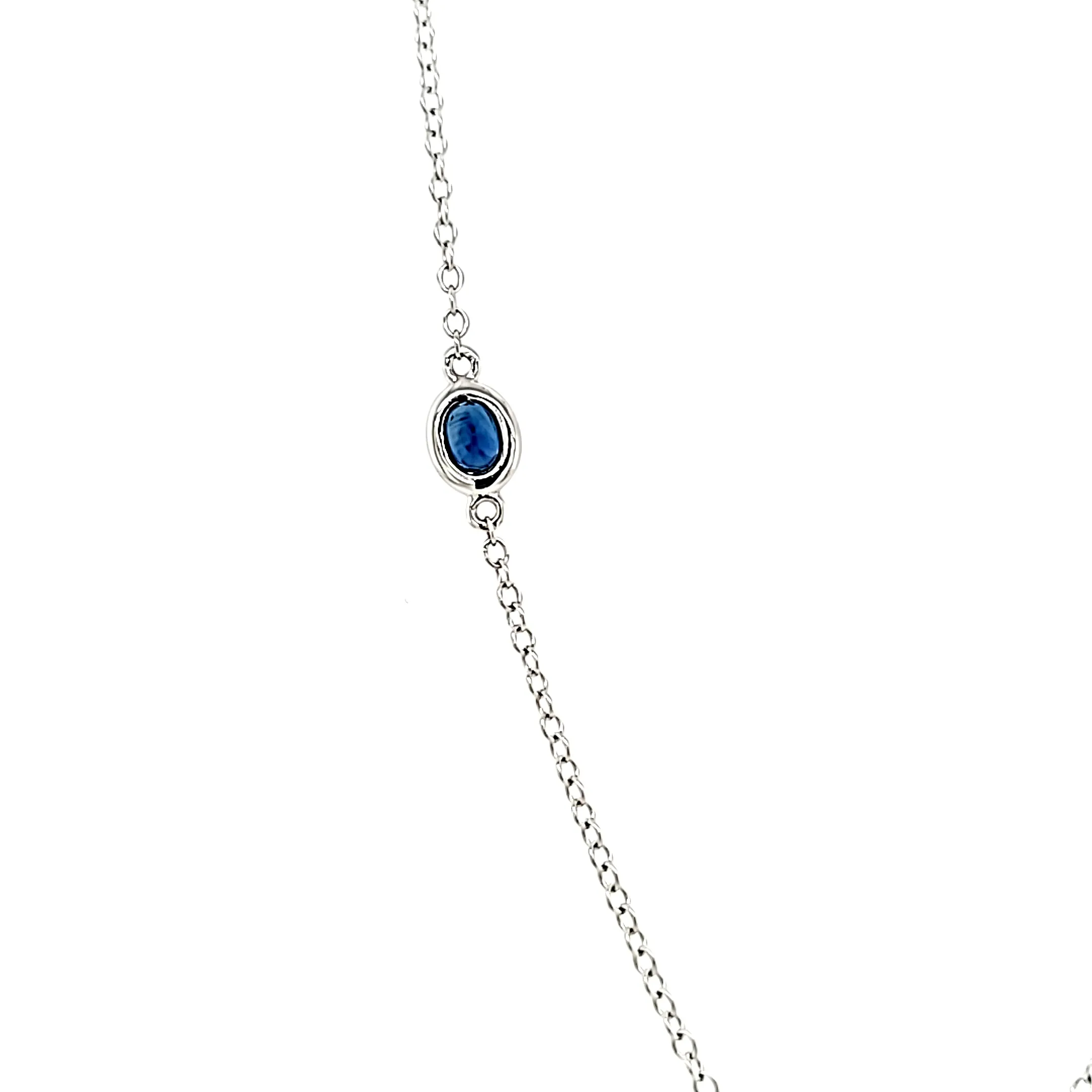 White Gold Sapphire Bezel Station Necklace (I7516)