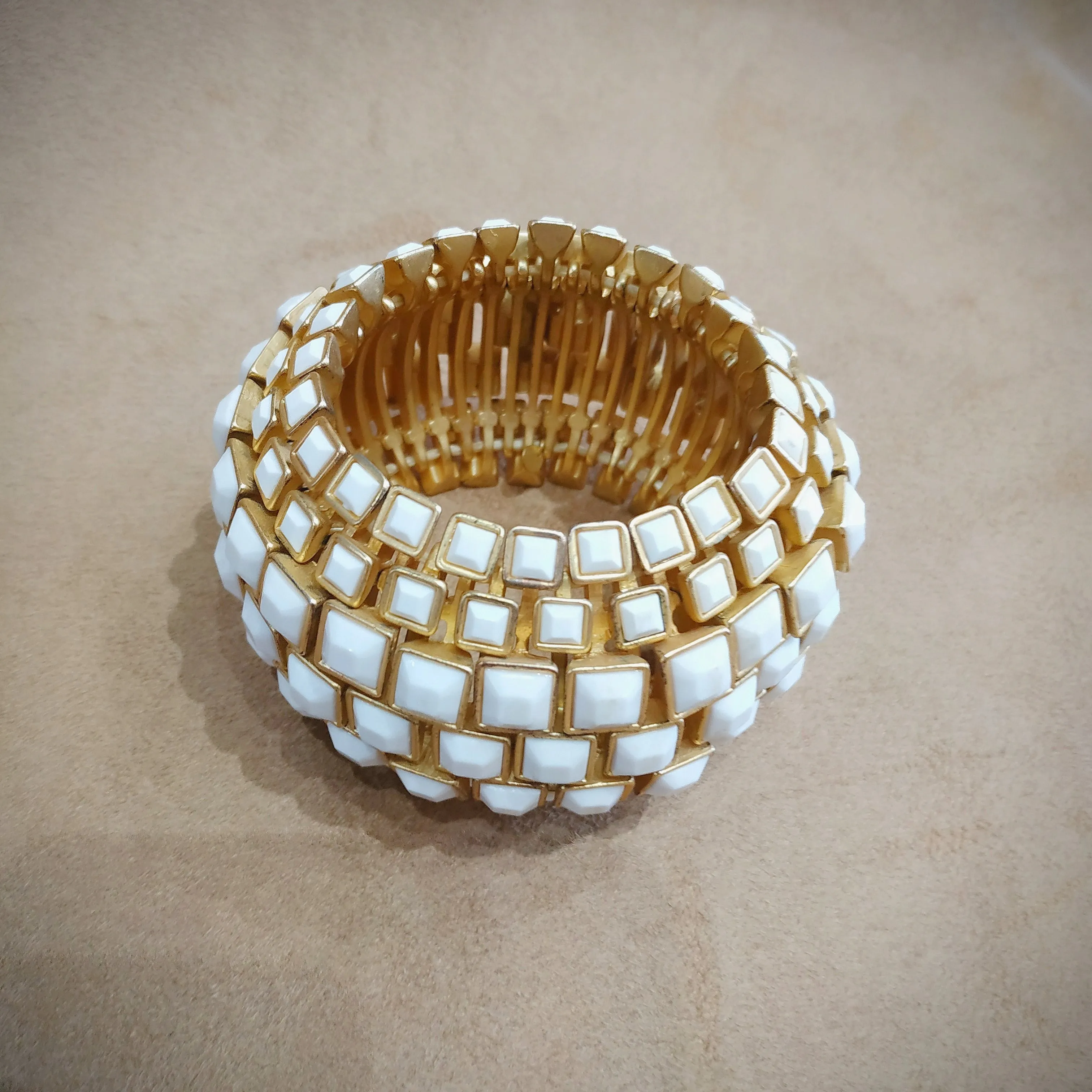 White stretch Bangle Bracelet