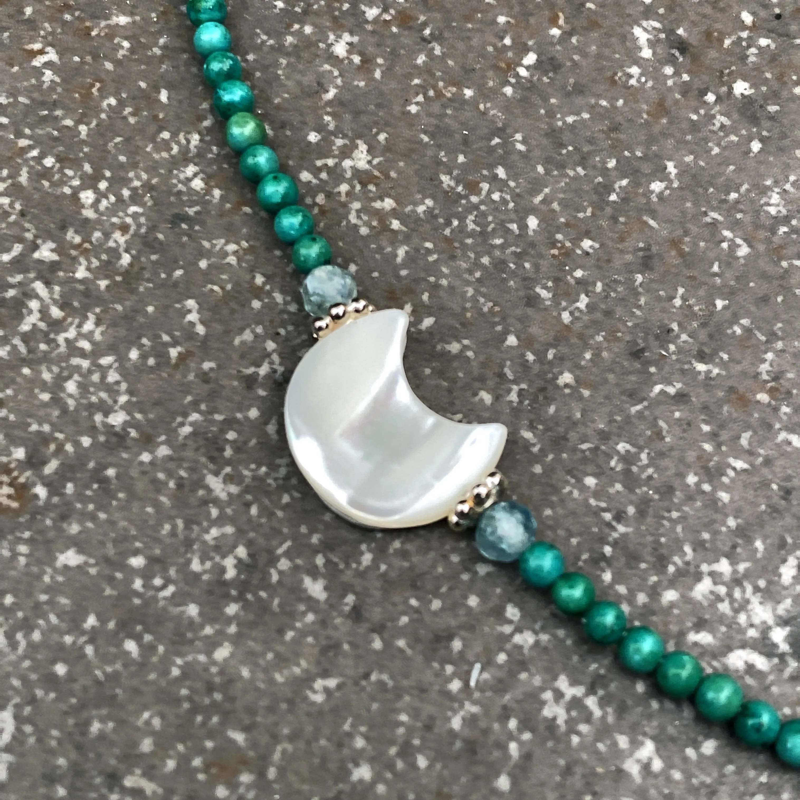 Women's Mother of Pearl Moon Gemstone Choker Necklaces