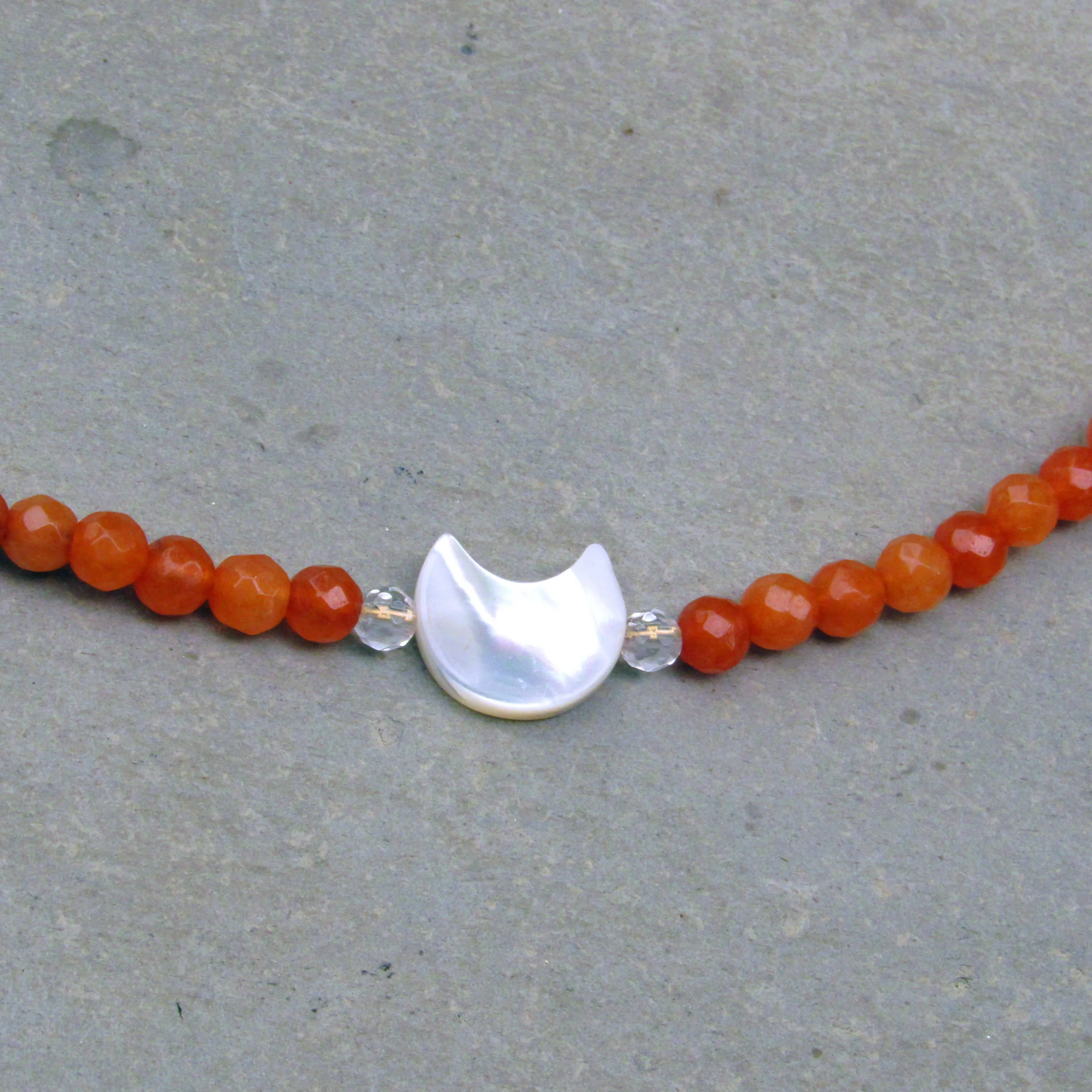 Women's Mother of Pearl Moon Gemstone Choker Necklaces