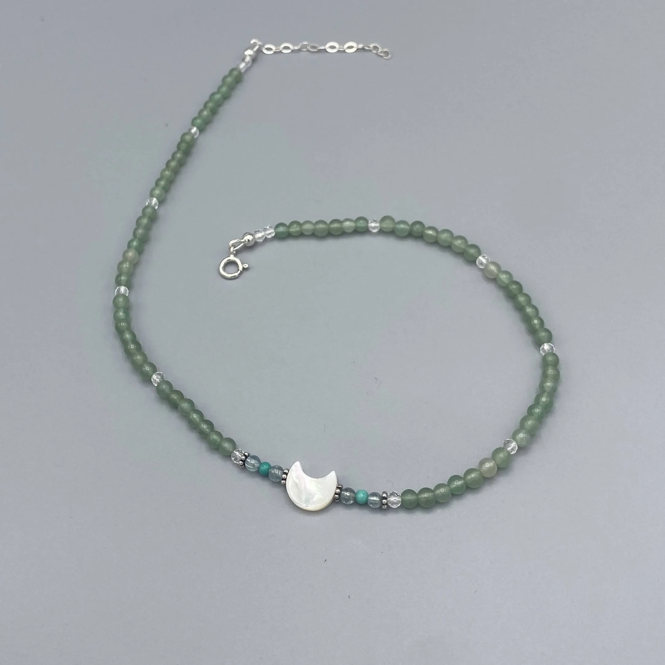 Women's Mother of Pearl Moon Gemstone Choker Necklaces