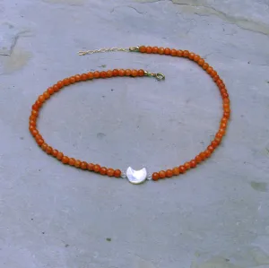 Women's Mother of Pearl Moon Gemstone Choker Necklaces