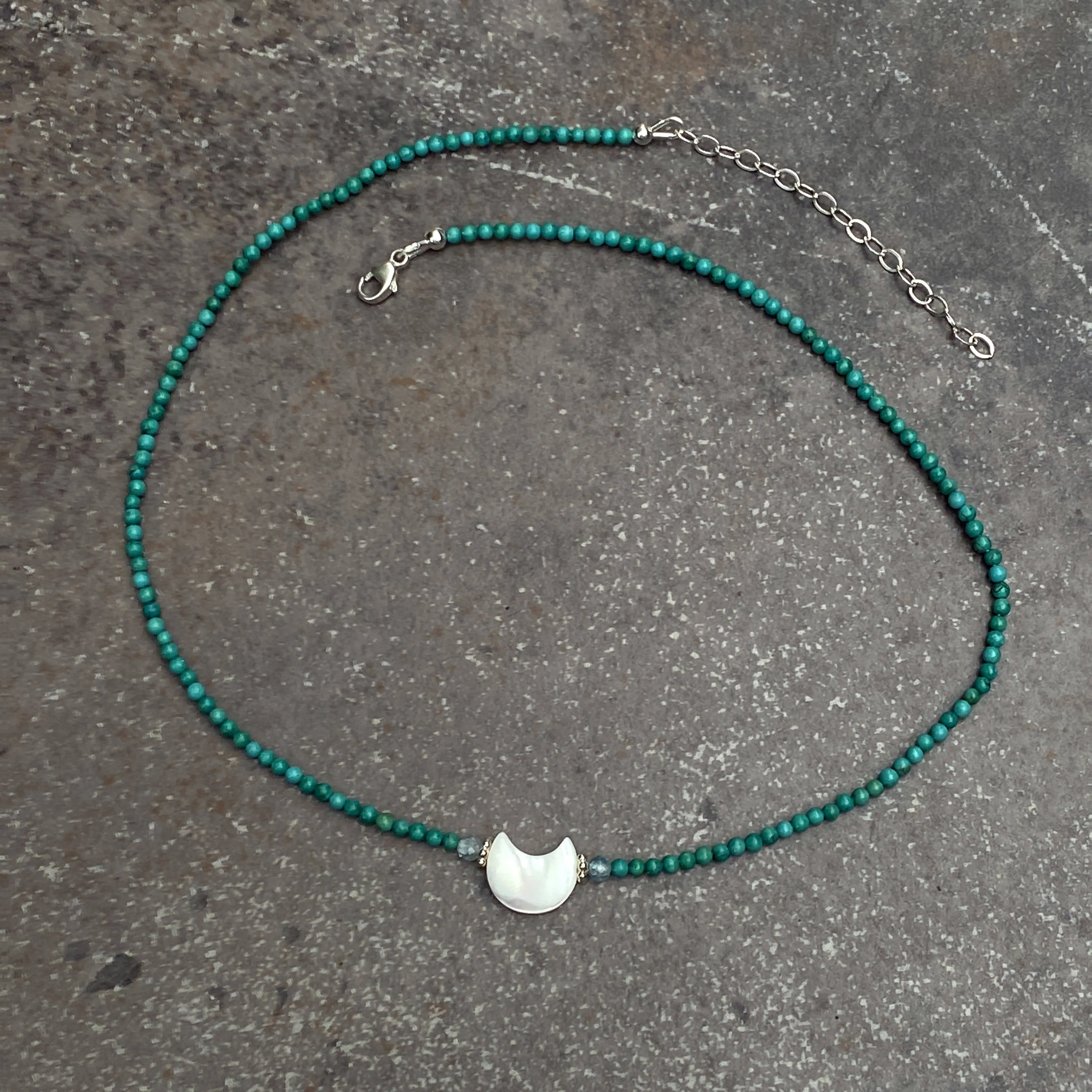 Women's Mother of Pearl Moon Gemstone Choker Necklaces