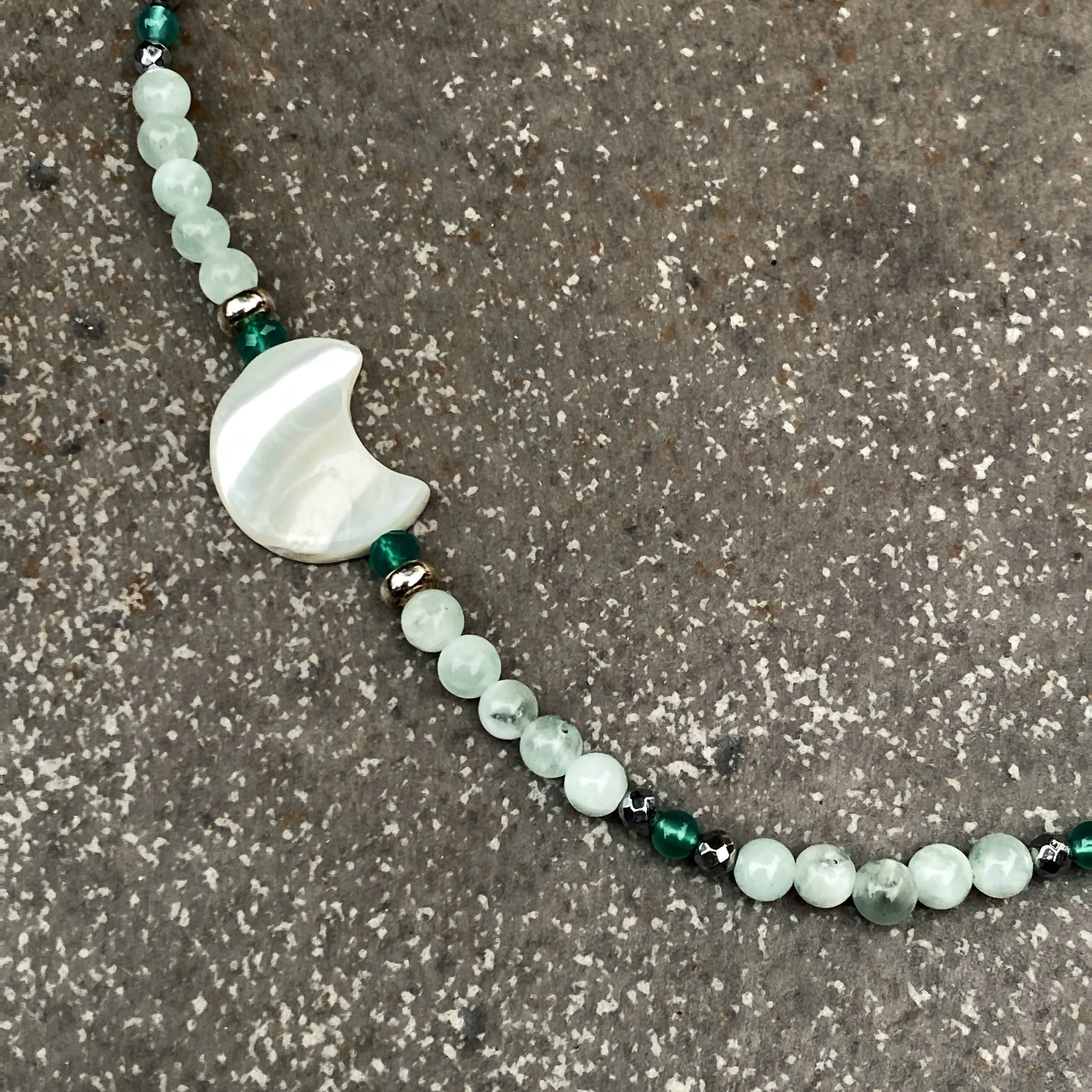 Women's Mother of Pearl Moon Gemstone Choker Necklaces