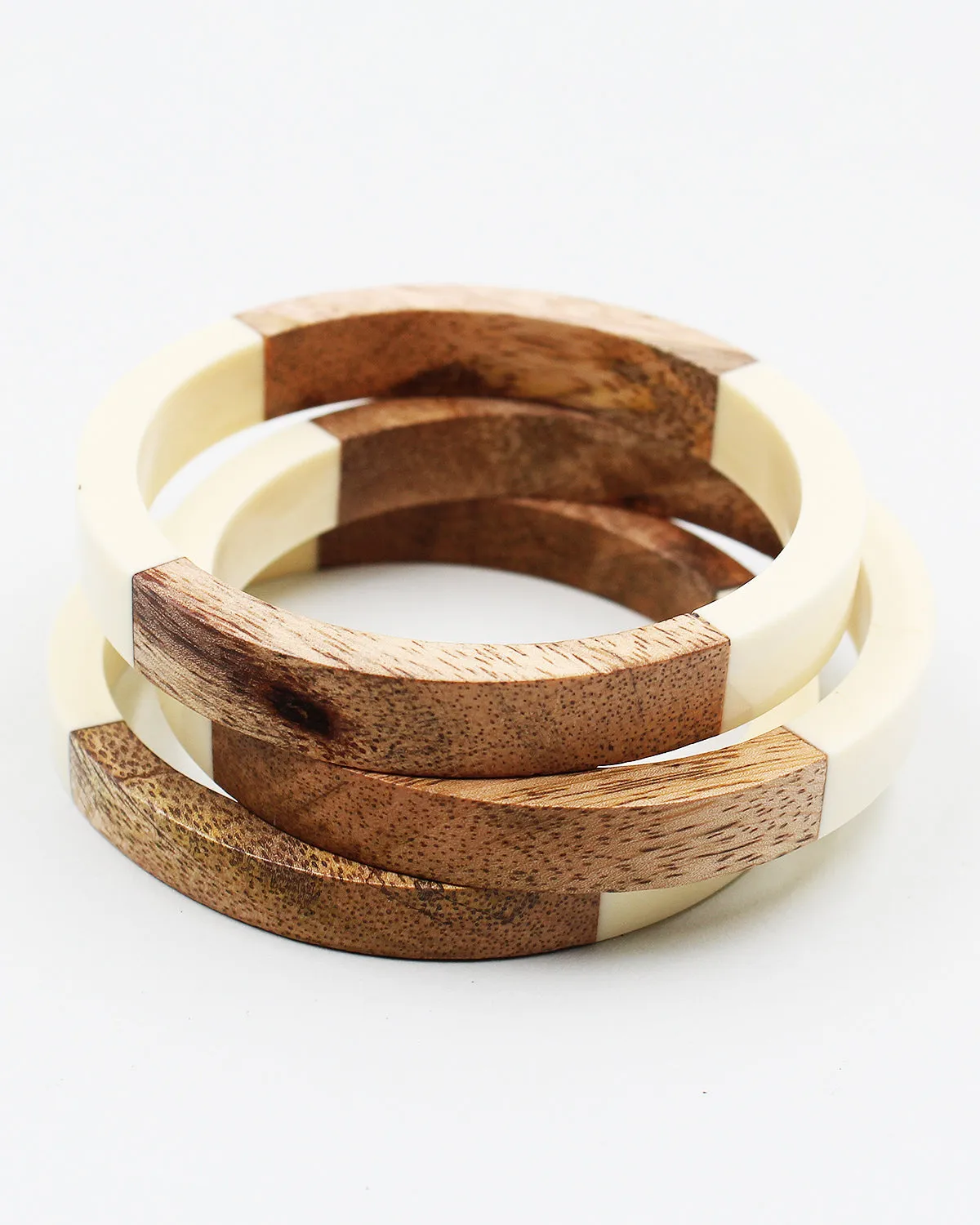 Wood & Resin Bangle Set