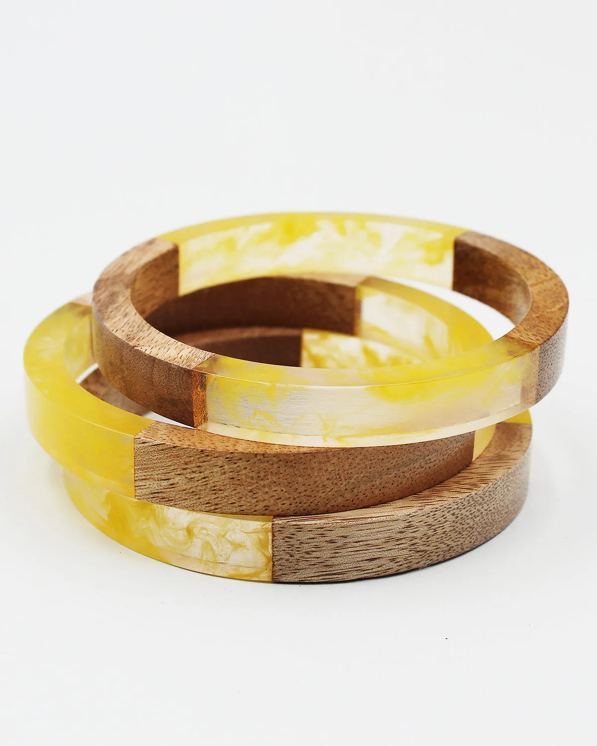 Wood & Resin Bangle Set