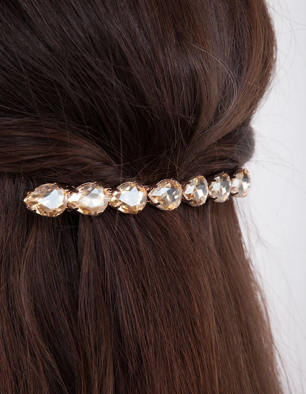 Yellow Crystal Rose Gold Barrette Clip