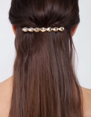 Yellow Crystal Rose Gold Barrette Clip